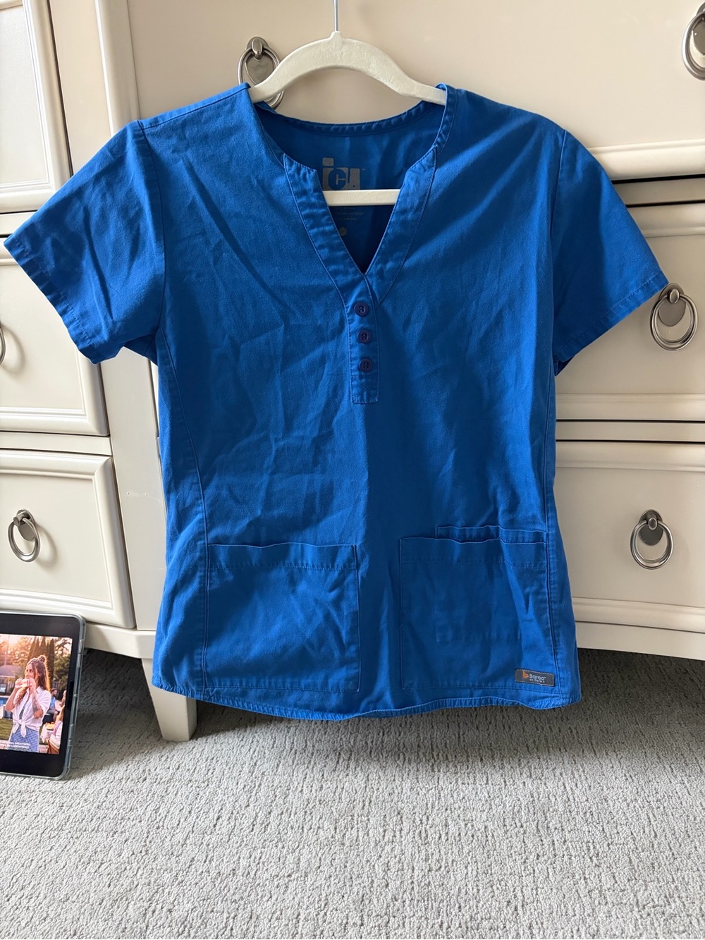 Royal Blue Short-Sleeve V-Neck Scrub Top